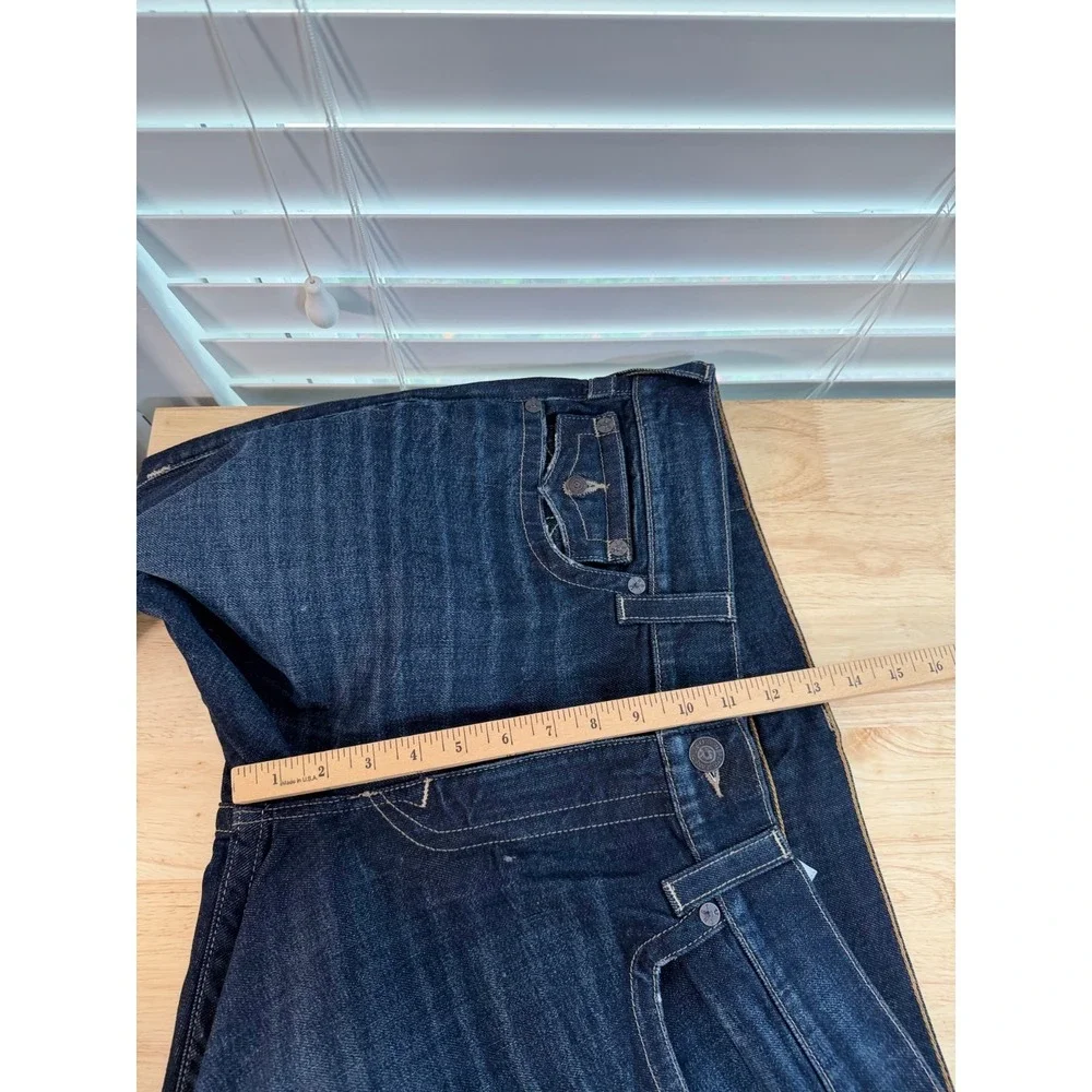 True Religion Ricky Relaxed Straight Jeans Mens Blue Denim Stretch Mid Rise - 36